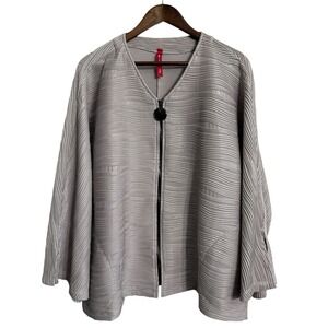 IC by Connie K zip jacket women's 1X beige texture office career event lagenlook